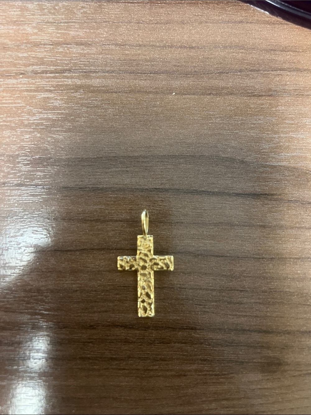 14k nugget Textured Gold Cross Pendant